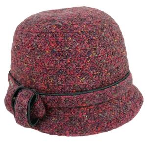 Betmar New York Womens Burgundy Speckled Cozy Cloche Wool Blend Hat with Bow